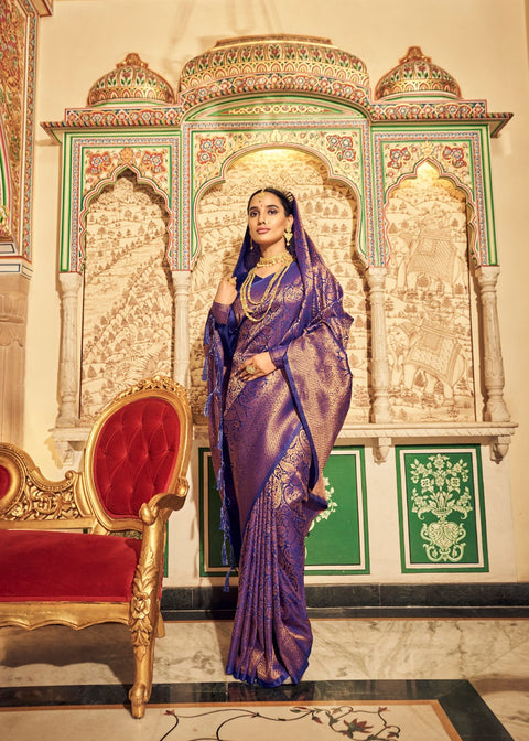 Purpel Wonderful Copper Zari Weaved Saree,in USA, Perfect for Indian wedding for women