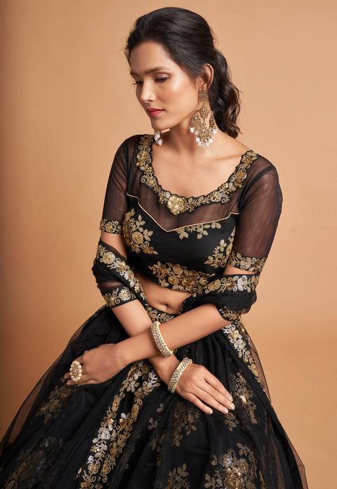 Vibrant Black fancy lehenga Choli for women with Dupatta in USA