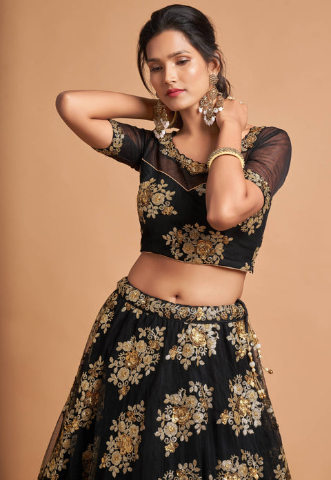 Vibrant Black fancy lehenga Choli for women with Dupatta in USA