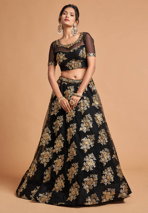 Vibrant Black fancy lehenga Choli for women with Dupatta in USA