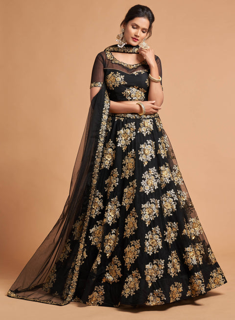 Vibrant Black fancy lehenga Choli for women with Dupatta in USA