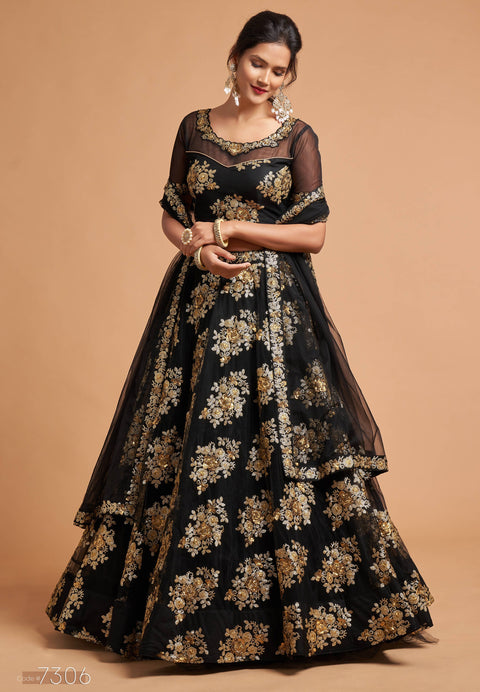 Vibrant Black fancy lehenga Choli for women with Dupatta in USA