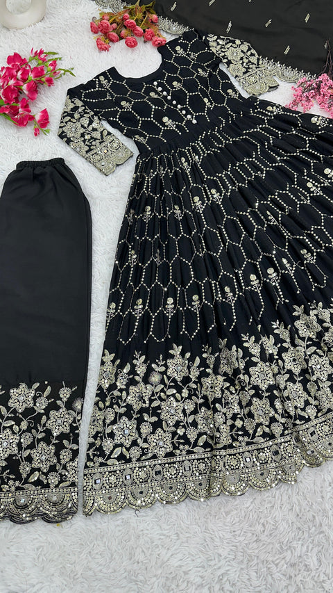 Gorgeous Black Launching New Designer Party Wear Look Full Heavy Embroidery Sequence Work Gown With Fully Stiched Bottom and Dupatta