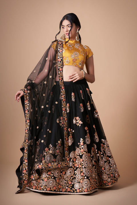 Black Charming fancy lehenga Choli for women with Dupatta in USA