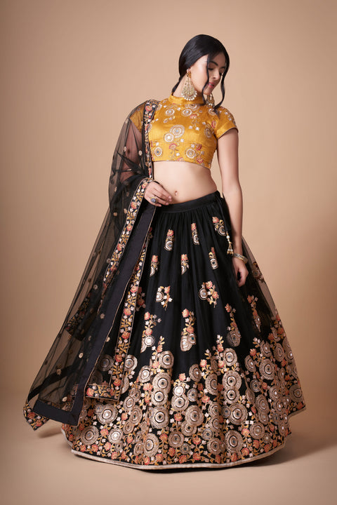 Black Charming fancy lehenga Choli for women with Dupatta in USA