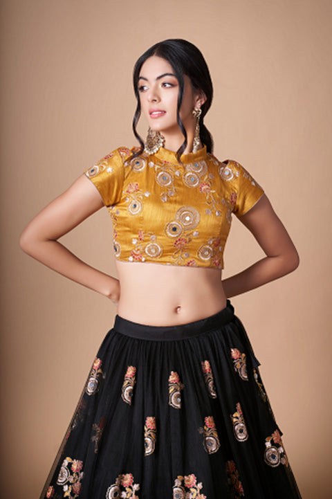 Black Charming fancy lehenga Choli for women with Dupatta in USA