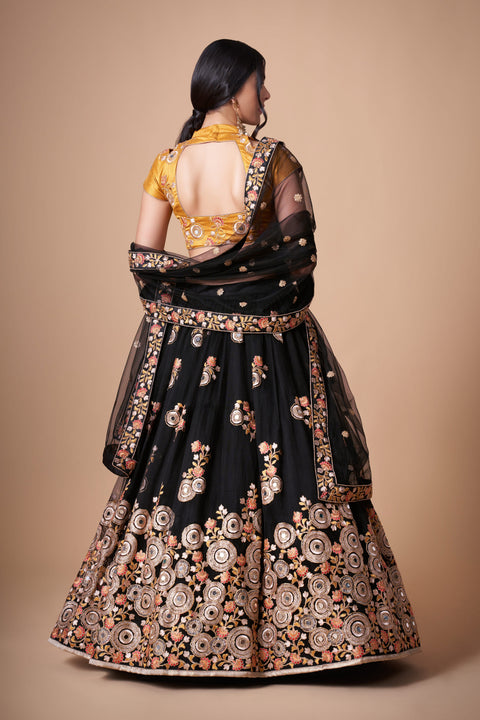 Black Charming fancy lehenga Choli for women with Dupatta in USA