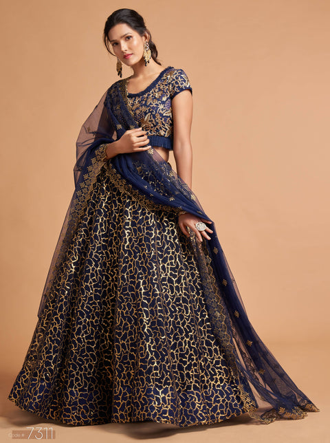 Elegant Blue fancy lehenga Choli for women with Dupatta in USA