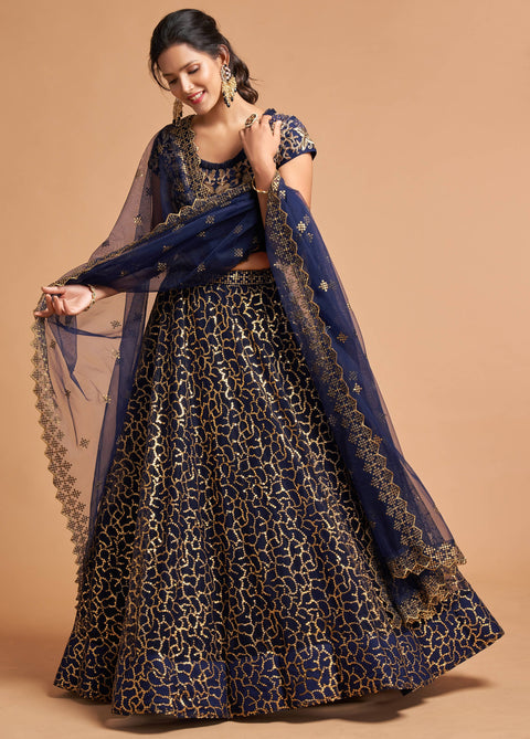 Elegant Blue fancy lehenga Choli for women with Dupatta in USA