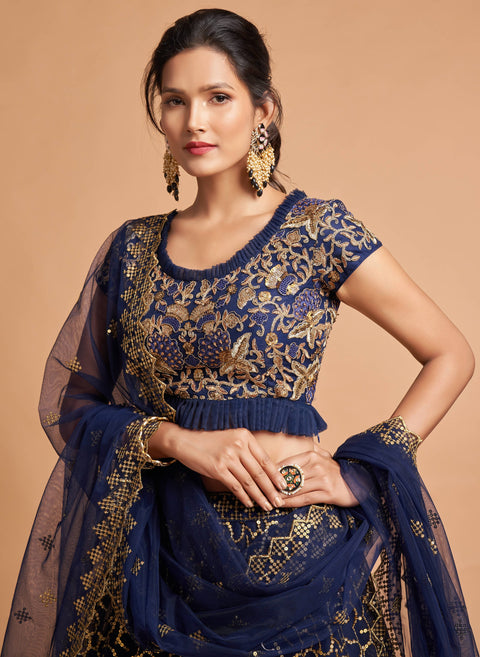 Elegant Blue fancy lehenga Choli for women with Dupatta in USA