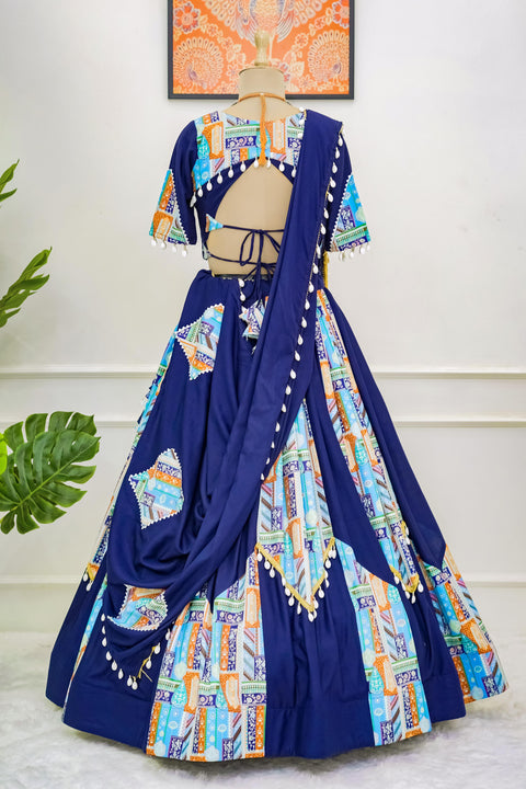 Blue Multicolor Beautiful Lehenga For You, Made With Pure Cotton Lehenga Choli For Women