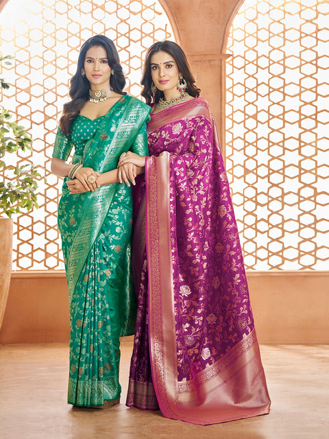 Green Banarasi Silk Saree, USA, Perfect for Indian wedding partywear sequins saree