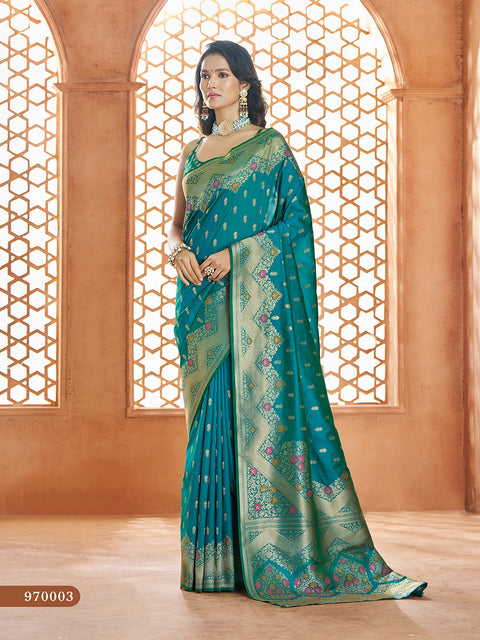 Teal Blue Banarasi Silk Saree, USA, Perfect for Indian wedding partywear sequins saree