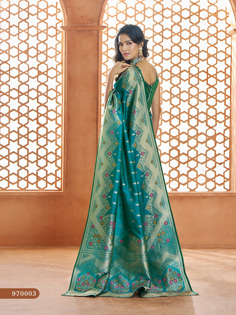 Teal Blue Banarasi Silk Saree, USA, Perfect for Indian wedding partywear sequins saree