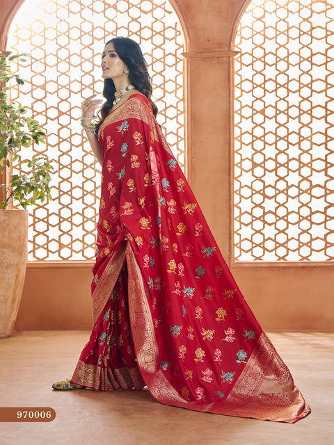 Red Banarasi Silk Saree, USA, Perfect for Indian wedding partywear sequins saree