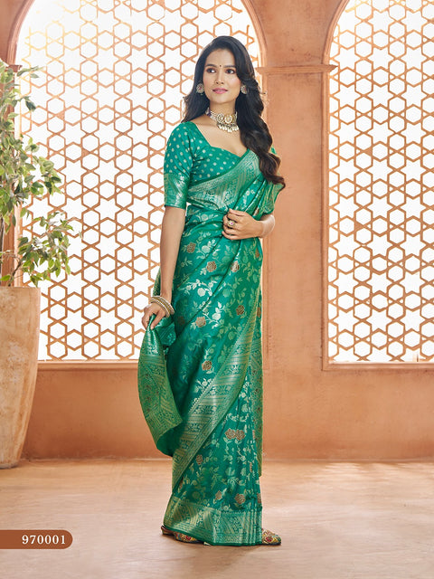 Green Banarasi Silk Saree, USA, Perfect for Indian wedding partywear sequins saree