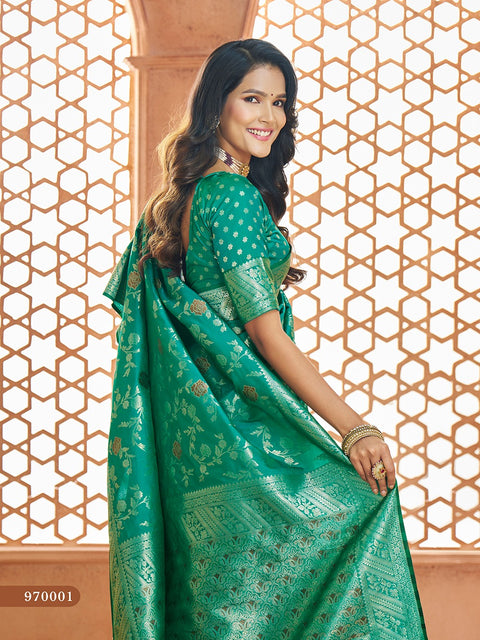 Green Banarasi Silk Saree, USA, Perfect for Indian wedding partywear sequins saree