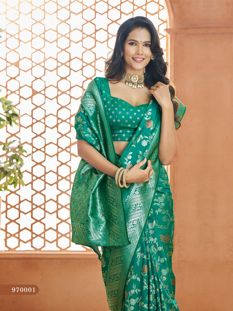 Green Banarasi Silk Saree, USA, Perfect for Indian wedding partywear sequins saree