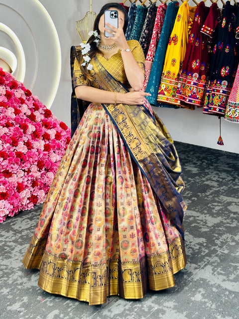 Pretty in Multicolor  this lehenga is a grand choice to level up and shine this wedding season.