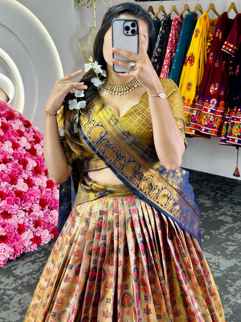 Pretty in Multicolor  this lehenga is a grand choice to level up and shine this wedding season.