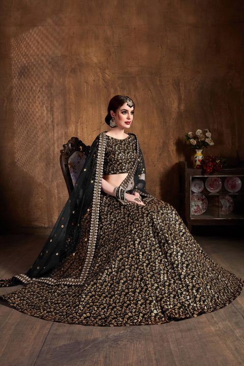 Graceful Black fancy lehenga Choli for women with Dupatta in USA