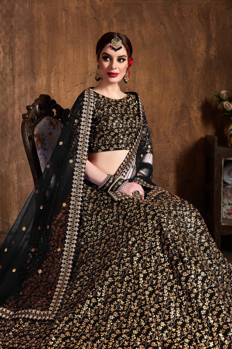 Graceful Black fancy lehenga Choli for women with Dupatta in USA