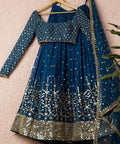 Blue lehenga choli for women with dupatta indian designer ready to wear partywear lehenga choli, lehenga choli for women blue free shipping - ReadyToWearshop