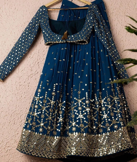 Blue lehenga choli for women with dupatta indian designer ready to wear partywear lehenga choli, lehenga choli for women blue free shipping - ReadyToWearshop