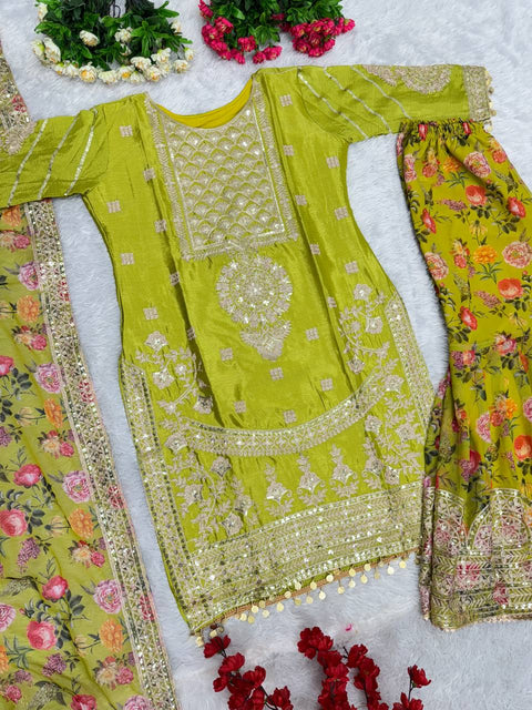 Green Radiant new designer heavy pakishtani sharara suit set for women in wedding