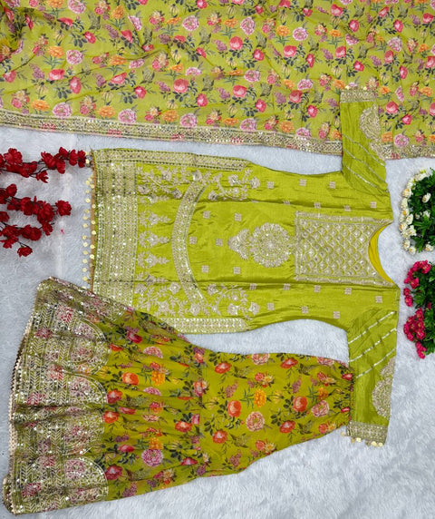 Green Radiant new designer heavy pakishtani sharara suit set for women in wedding