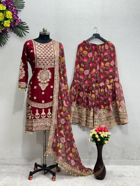 Red Radiant new designer heavy pakishtani sharara suit set for women in wedding