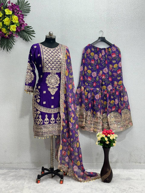 Purple Radiant new designer heavy pakishtani sharara suit set for women in wedding