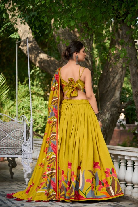 Exquisite Floral Fantasy: Polyester Viscose Chanderi Lehenga Choli For Women