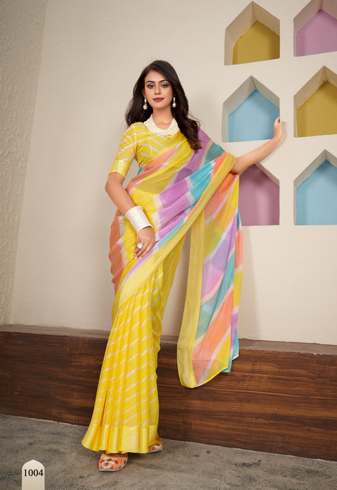 Yellow Indian saree with blouse in USA, Perfect for Indian wedding partywear sequins saree