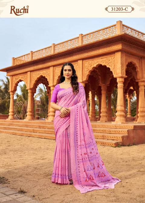 Pink Chiffon saree with blouse , Perfect for Indian Daily Wear sequins saree For Woman