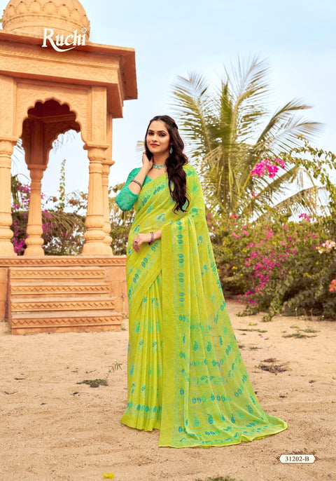 Green Chiffon saree with blouse , Perfect for Indian Daily Wear sequins saree For Woman