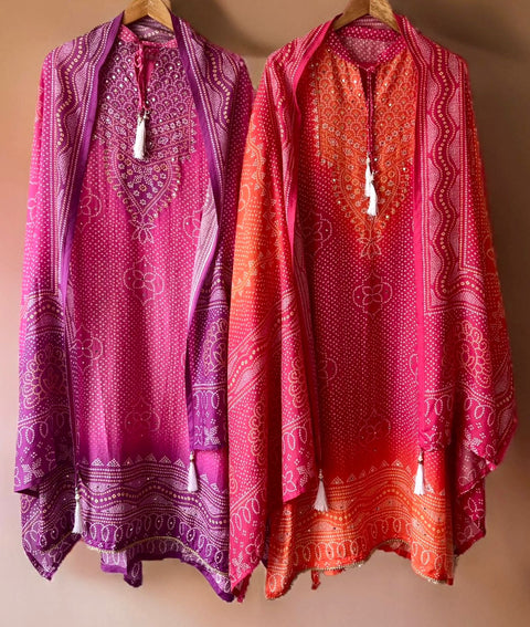 Pink Lovely Festivals Party Wear Look Pur Chinon Silk Top Plazzo & Dupatta Set For Woman