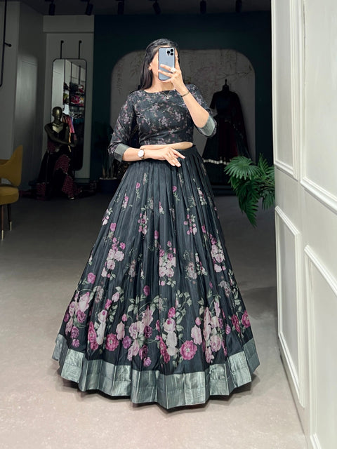 Embrace Timeless Elegance with Our Floral Print Lehenga and Blouse Set For Woman