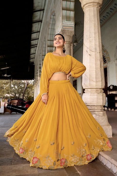 Yellow Flaunt Your Flair with Georgette Co-ord Set, Embroidered to Perfection, a Captivating Confluence of Tradition and Trend For Woman