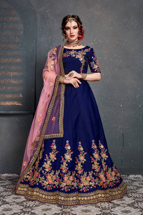 Charming Dark Blue lehenga choli dupatta For Women And Girls in USA