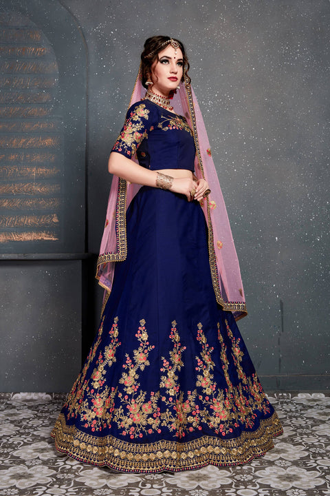 Charming Dark Blue lehenga choli dupatta For Women And Girls in USA