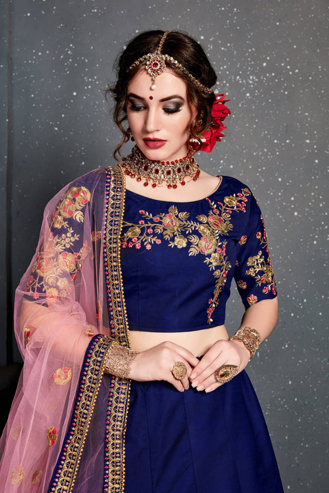 Charming Dark Blue lehenga choli dupatta For Women And Girls in USA