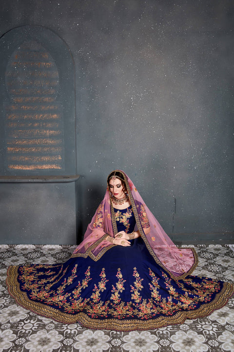 Charming Dark Blue lehenga choli dupatta For Women And Girls in USA