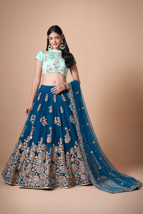 Festive Blue fancy lehenga Choli for women with Dupatta in USA