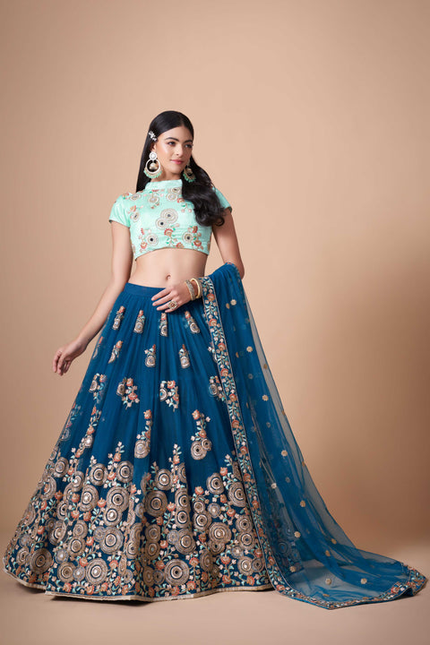 Festive Blue fancy lehenga Choli for women with Dupatta in USA