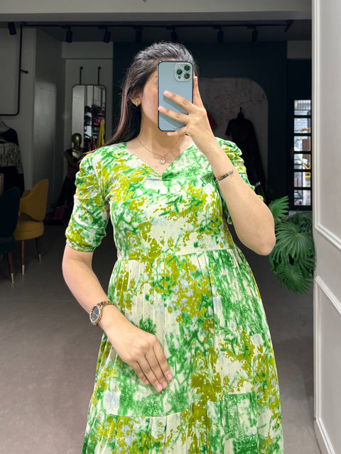 Green Three layers, endless elegance dress for woman in USA