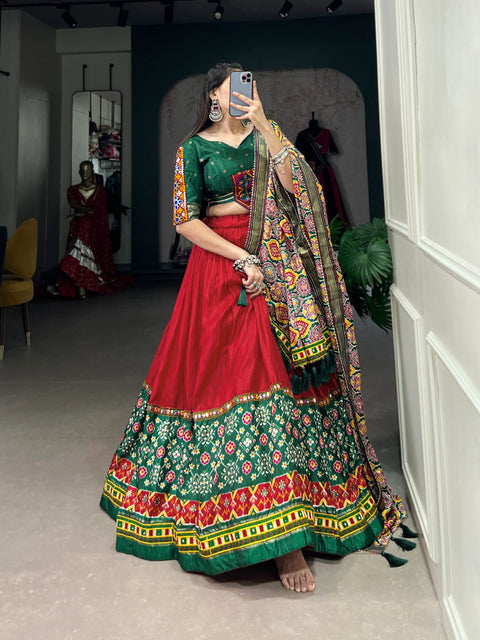 Red There sense of magic in Navratri with this lehenga for women