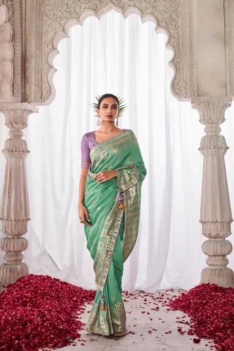 Green  Indian saree with blouse in USA, Perfect for Indian wedding partywear sequins saree