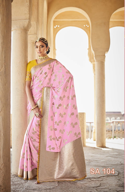 Pink Beautifully Designed Saree with blouse in ,USA Perfect for Indian wedding or party wear for women