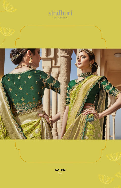 Green Beautifully Designed Saree with blouse in ,USA Perfect for Indian wedding or party wear for women